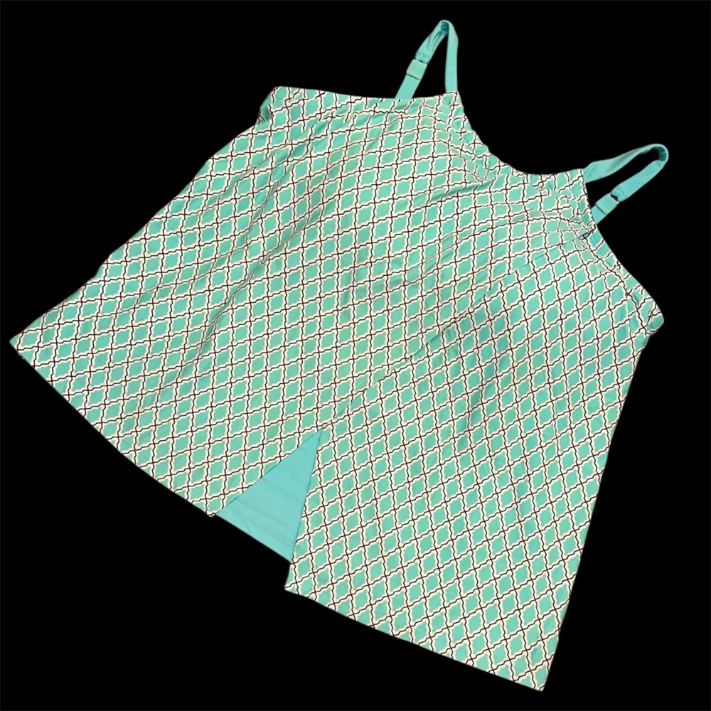 Bella Fiore Halter Tankini Swim Top Women’s Size XL Mint Green, Black & White
